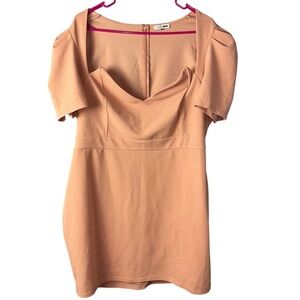 Fashion Nova Blush Pink Puff Sleeve Mini Dress. Women’s Plus Size